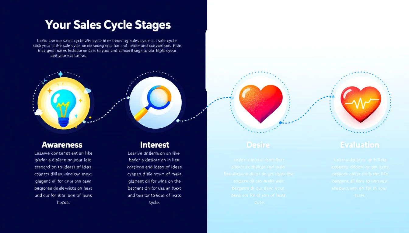 A visual representation of the sales cycle stages.