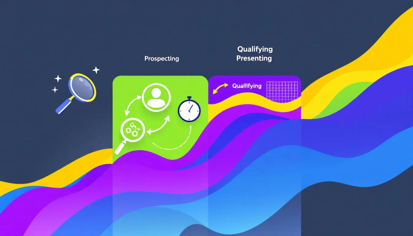 Sales reps engaging with potential customers during key stages of the sales cycle.