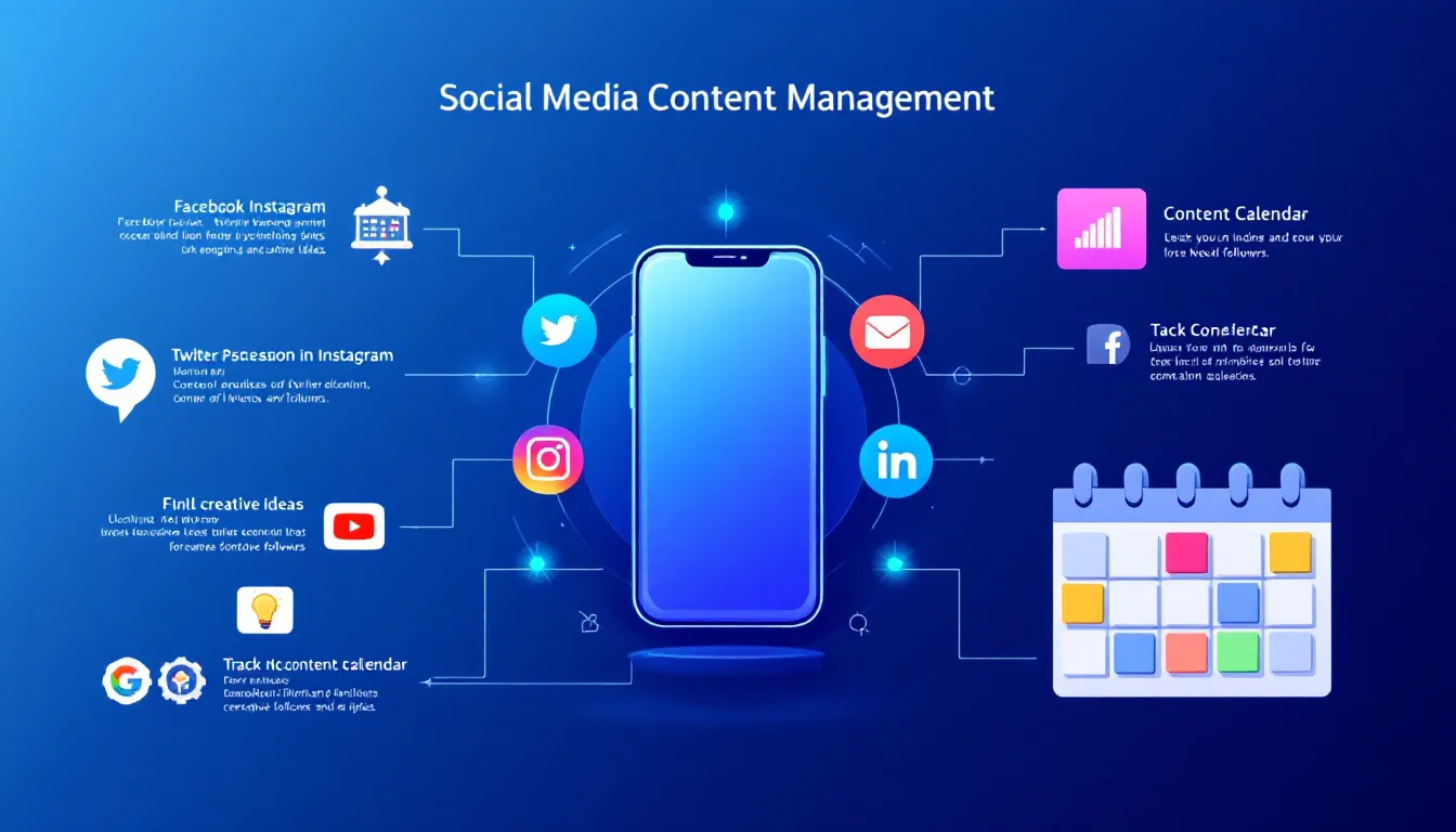 An infographic illustrating social media content management strategies.