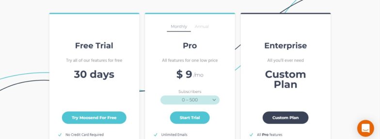 Moosend pricing