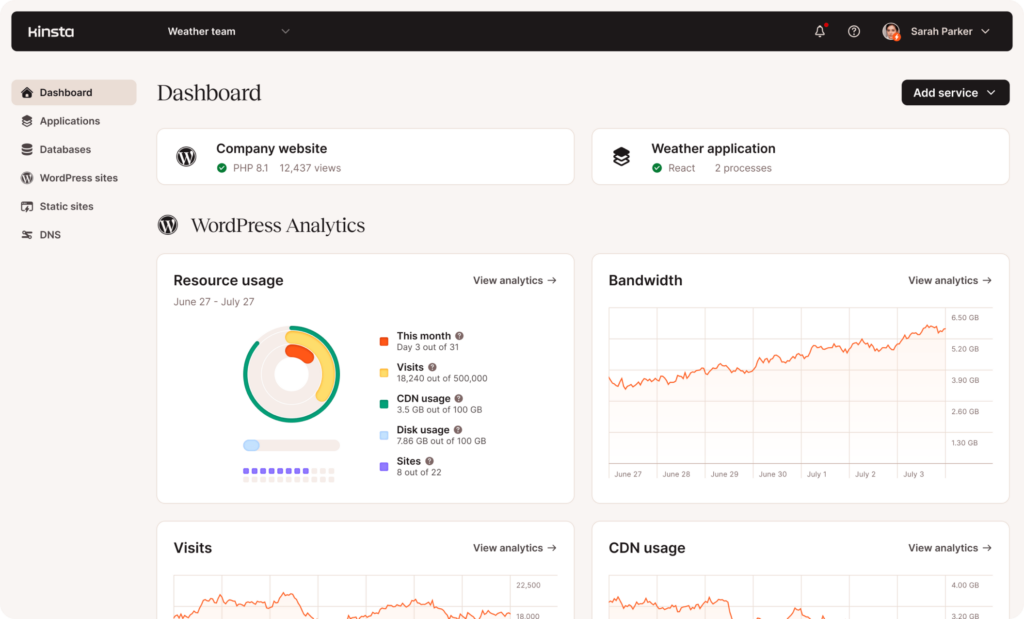 MyKinsta Dashboard