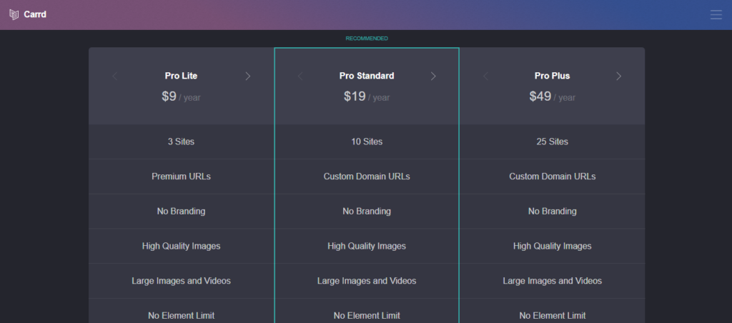 Carrd Pricing