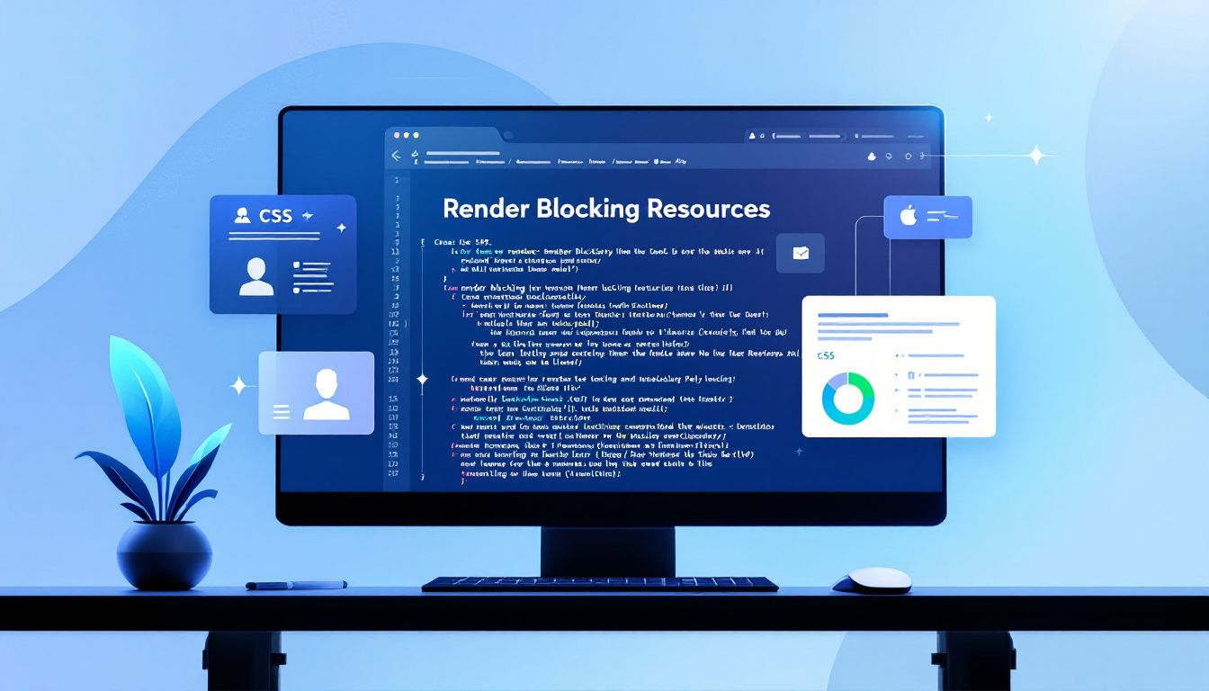 An illustration explaining render blocking resources in web development.