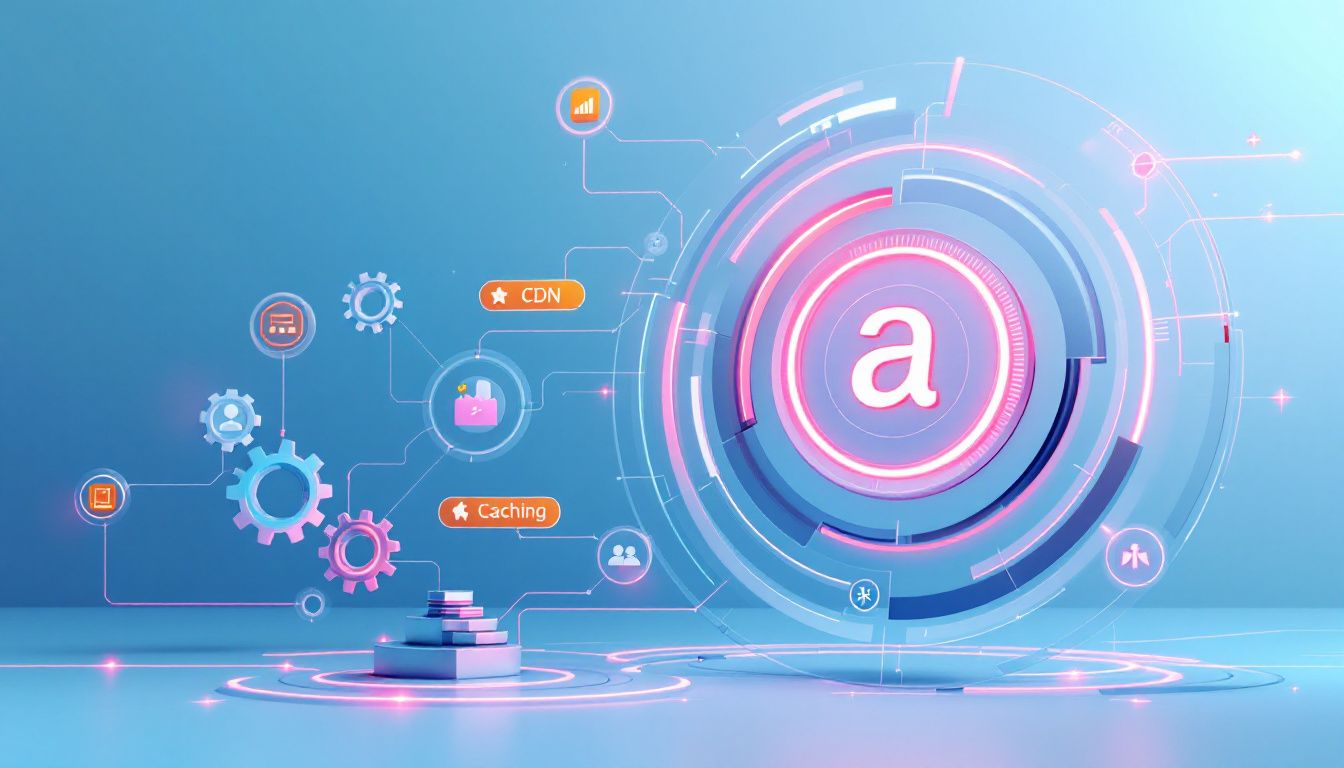 A graphic illustrating advanced optimization techniques for website performance.