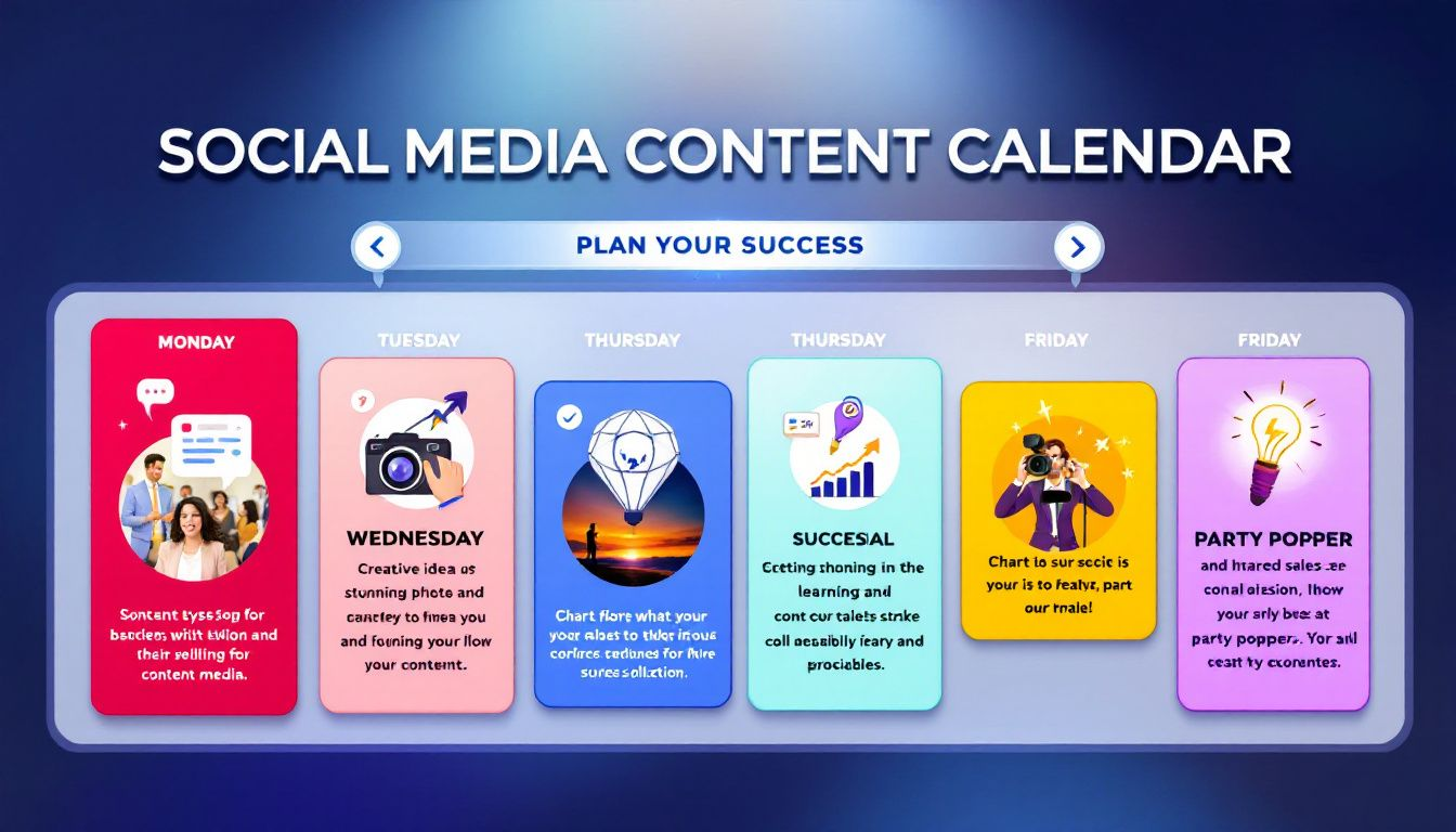 A content calendar with various types of content planned for social media.