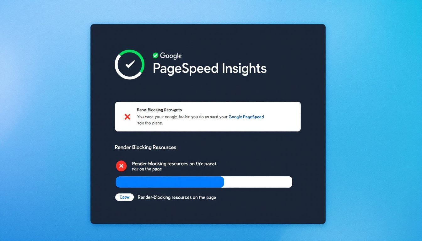 A screenshot of Google PageSpeed Insights highlighting render blocking resources.