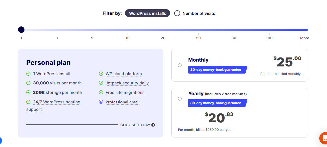 Pressable managed wordpress Hosting pricing