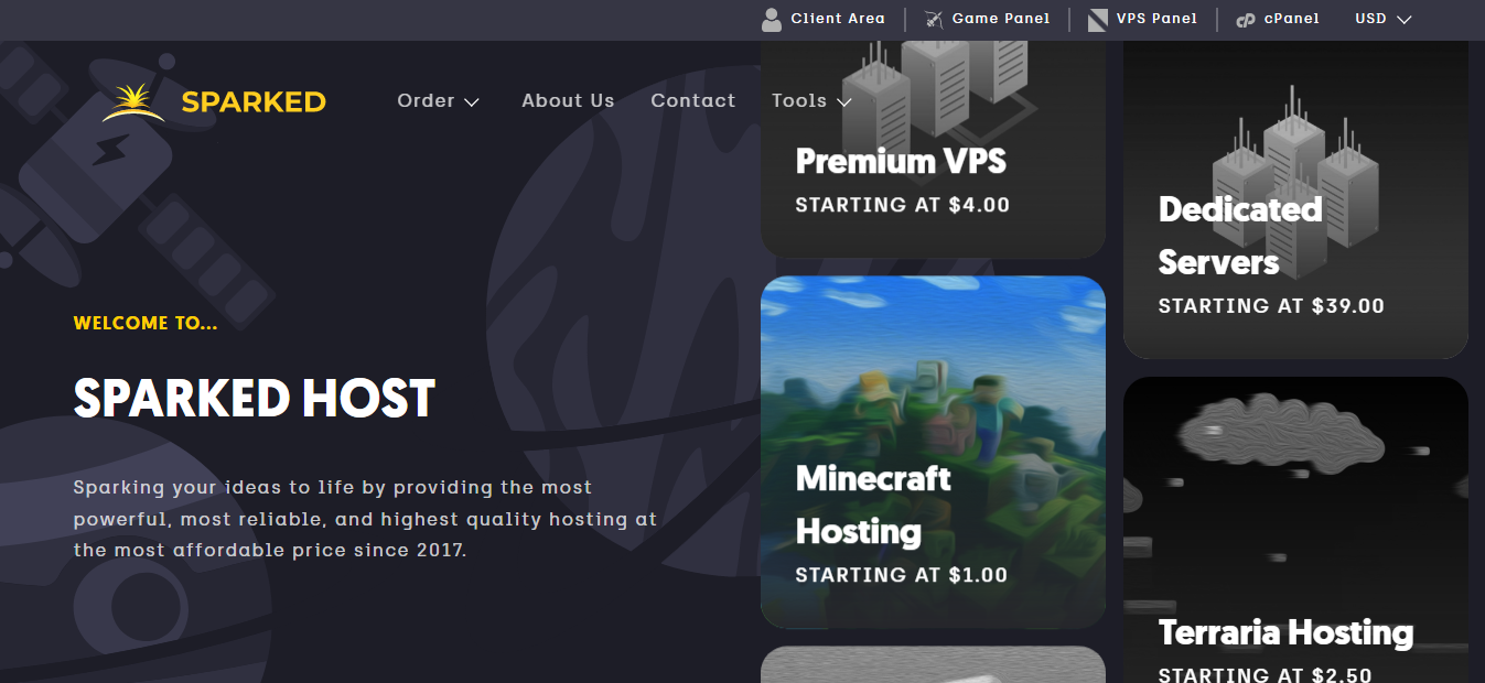 Sparked minecraft server hosting