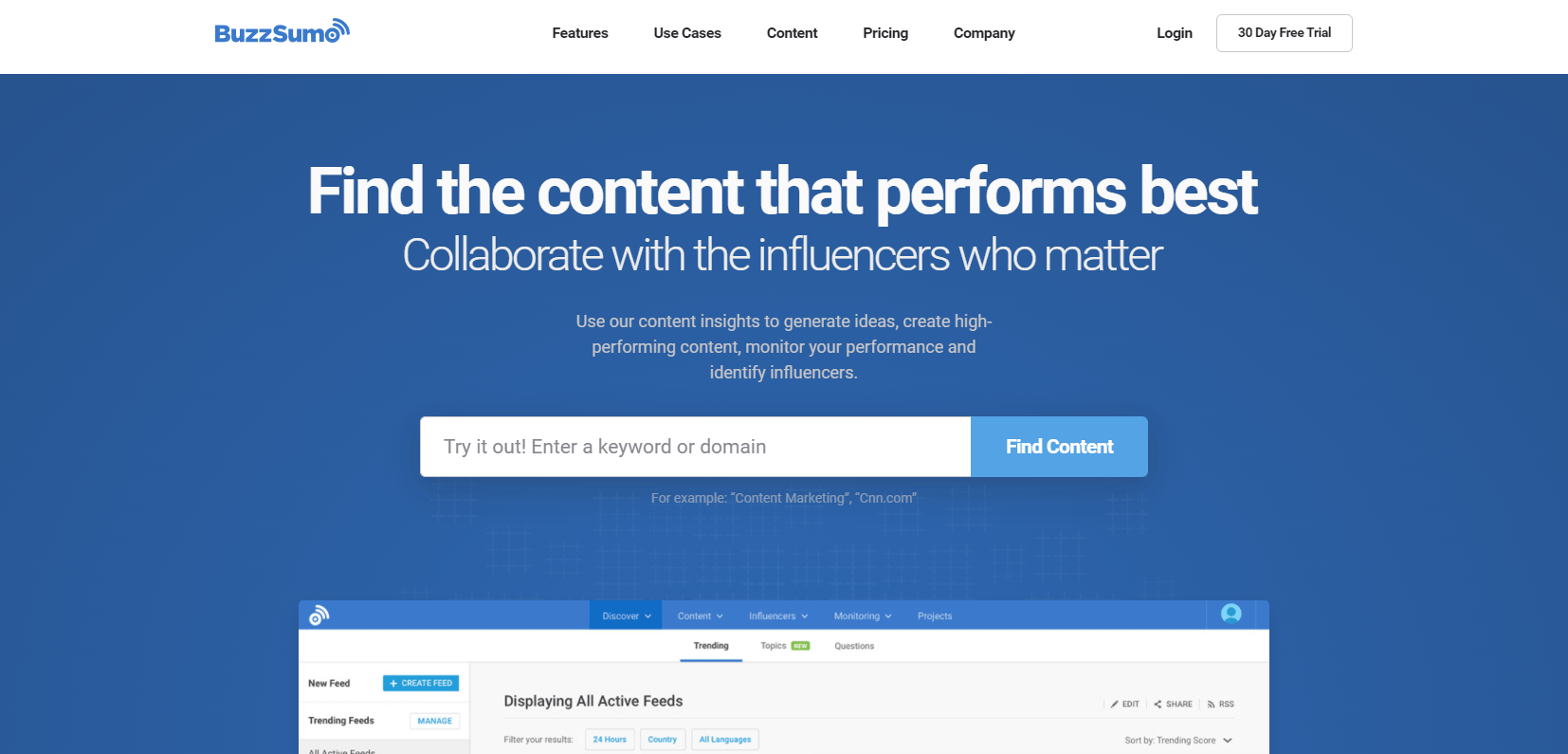 BuzzSumo Home Page