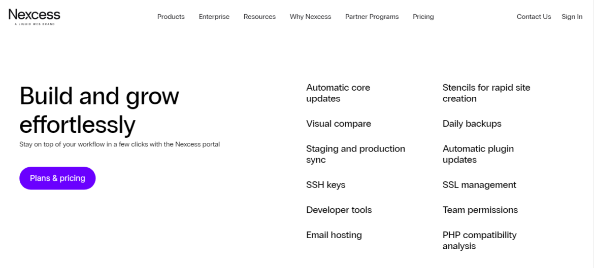 Managed WordPress hosting features