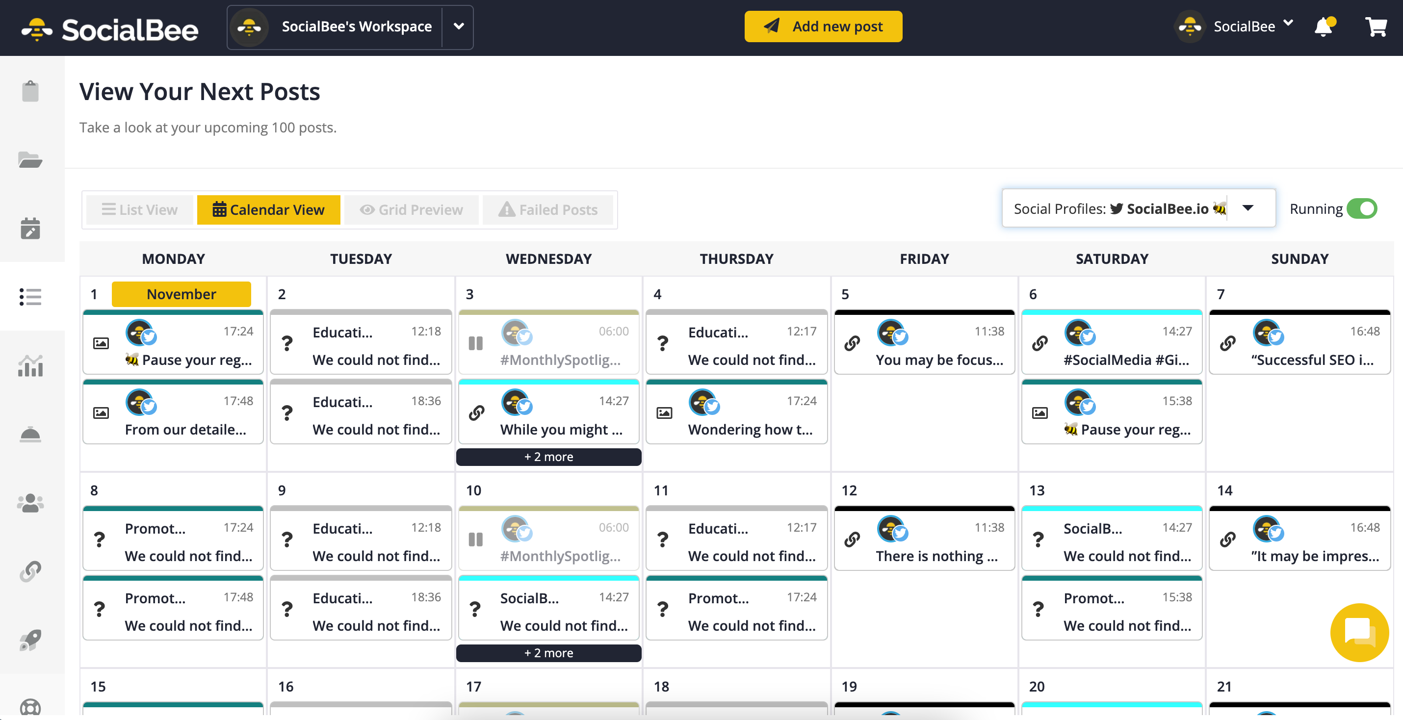 SocialBee View Your Next Post