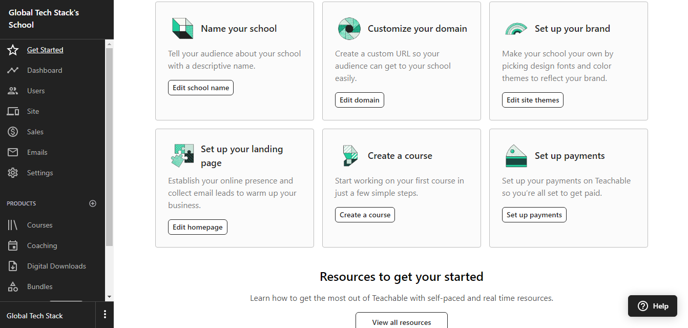 Teachable dashboard