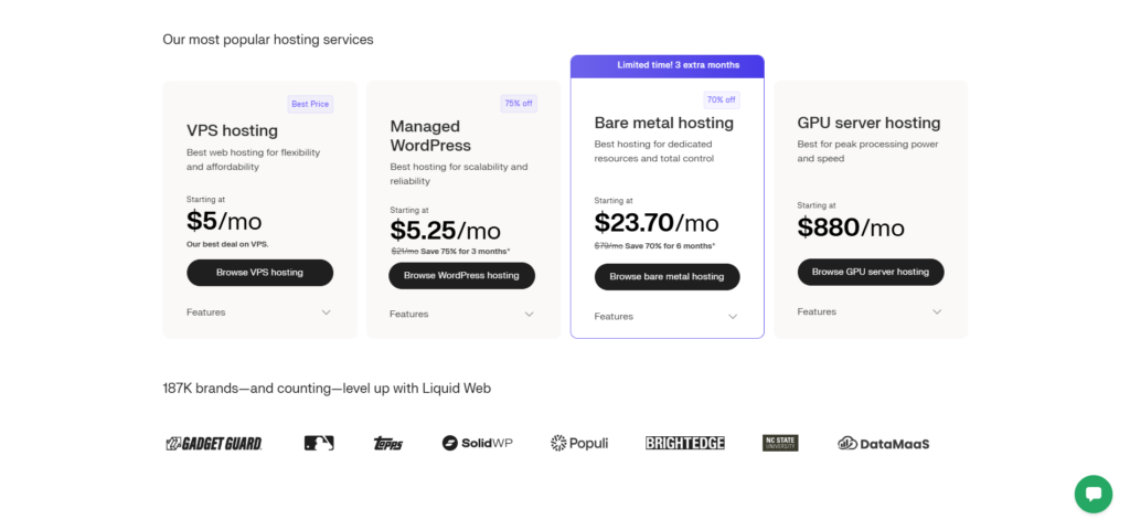 Liquid Web Pricing - Hosting designed for seamless growth 